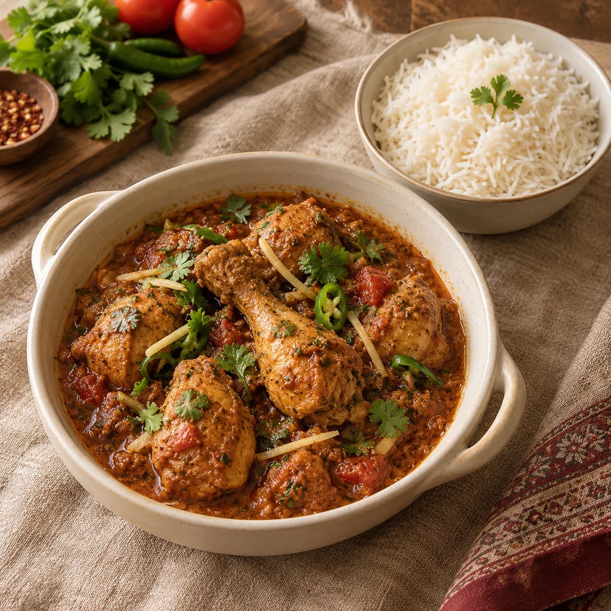 Chicken Karahi + Boiled Rice